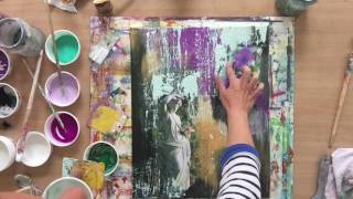 Collage Art Tutorial Acryl Abstract Painting Schritt für Schritt Anleitung [upl. by Erasaec]