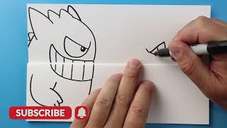 How to Draw Gengar vs Nidorino Folding Surprise [upl. by Steffy]