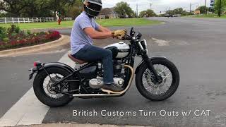 Triumph Bonneville Bobber Stock Exhaust vs British Customs [upl. by Nifares]