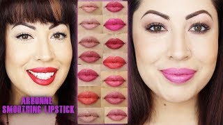 Arbonne Smoothed Over Lipstick  All 16 Swatches Review [upl. by Yenroc]