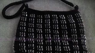 PARTE 2 DE 3 BOLSA TEJIDA A CROCHET CON ABANICOS Y ANILLAS DE LATA  Labores Angélika [upl. by Bashuk]