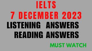 7 december 2023 IELTS Listening Answers  IELTS Reading ielts ieltsreading ieltslistening exam [upl. by Gemina14]