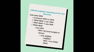 Choosing weight Calculating creatinine clearance NAPLEX Tips naplex pharmasist pharmacy [upl. by Shaylynn]