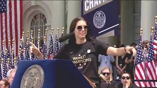 Alex Morgan Takes NYC Parade Float City Hall Entrance Victory Speech amp Key to the City  71019 [upl. by Murton]