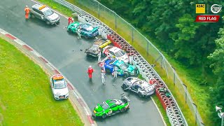 Nürburgring MEGA CRASH amp RAIN CHAOS NLS Race 4  ROWE 6 Hour Race 2024 [upl. by Ahseenat]