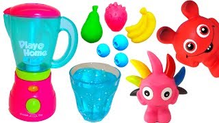 Babblarna mixar frukter och gör smaskiga fruktdrycker  Lek och lär med Babblarna Slime amp Play doh [upl. by Ykcaj]