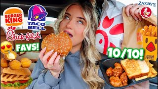 Eating my TOP FAVORITE FAST FOOD ITEMS For 24 Hours [upl. by Cleave391]