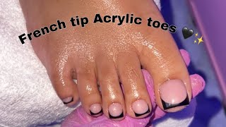 Acrylic toe tutorial French tips  How to do acrylic toes [upl. by Allez]