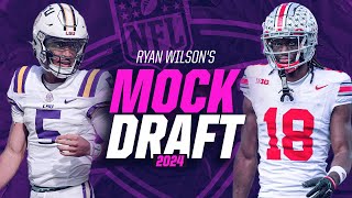 2024 NFL Mock Draft Caleb Williams goes No 1 Patriots get a new QB  CBS Sports [upl. by Ymar]