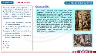 Solucionario San Marcos 20201  Literatura  Pregunta 53 Romanticismo europeo [upl. by Deming]