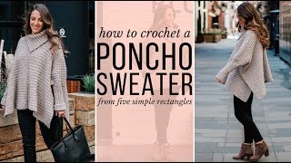 How to Crochet a Stylish Poncho from 5 Simple Rectangles  StepbyStep Tutorial for Beginners [upl. by Ardella168]