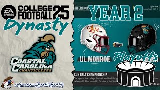 🏈Year 2  Champ VS UL Monroe  PLAYOFFS  15Coastal Carolina Chanticleers DYNASTY 🔴LIVE STREAM [upl. by Brownley]