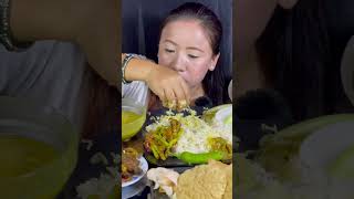 Eating chicken liverlungskidney and buff meat with basmati Chamal  Rubi Rai Mukbang [upl. by Haelahk46]