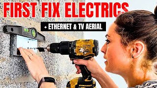 How I installed electrics for a media wall double socket then prepped for ethernet amp TV aerial [upl. by Neih]