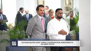 GUYANA QATAR SIGN THREE COOPERATION AGREEMENTS AS AMIR VISITS [upl. by Zephaniah]