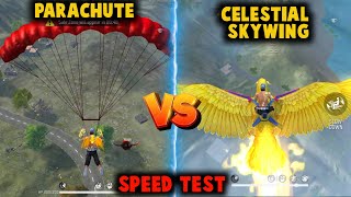 NEW CELESTIAL SKYWING VS PARACHUTE LANDING SPEED ABILITY TEST  GARENA FREE FIRE [upl. by Amri]