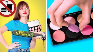 HOW TO SNEAK FOOD  When Food is Your BFF Cool Hacks to Sneak Makeup and Candies by 123 GO Series [upl. by Letisha]