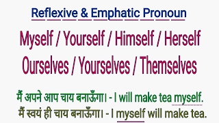 REFLEXIVE amp EMPHATIC PRONOUNS  MYSELF OURSELVES HIMSELF HERSELF ITSELF YOURSELF IN ENGLISH HINDI [upl. by Etnoled543]