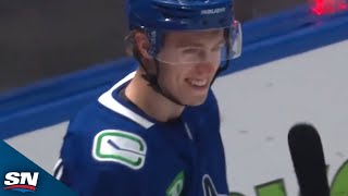 Canucks Jonathan Lekkerimaki Scores First NHL Goal In Second Career Game [upl. by Bloom]