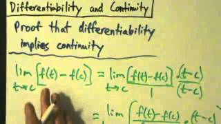 Calculus I  Proof that Differentiability Implies Continuity [upl. by Oxford36]