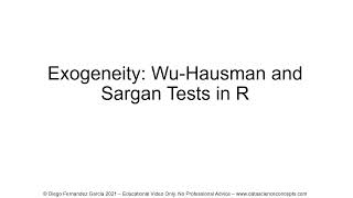 Exogeneity WuHausman and Sargan Tests in R [upl. by Suertemed]