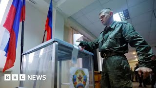 Russian soldiers collect votes for selfstyled ‘referendums’ in Ukraine – BBC News [upl. by Tamarra]