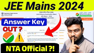 🔴🚨 Answer Key OUT  JEE Mains 2024 answer key 🔐  JEE Mains 2024 Result  Sonu Singh [upl. by Lalad835]