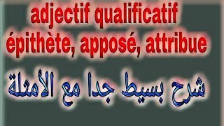 françaisfacile adjectif qualificatif épithète attribut apposé شرح مبسط جدا مع الأمثلة [upl. by Erised94]