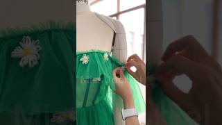 Making a corset daisy green midi dress dress sewing fashion prom wedding corset [upl. by Akahs]