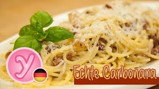 eine ECHTE SPAGHETTI CARBONARA  ohne Sahne mit Guanciale Parmesan und Ei Blitzrezept [upl. by Teddie]