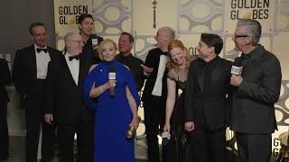 Succession Cast  81st Golden Globes Winners Backstage Interview [upl. by Patrich]