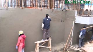 Kunichen waterproof cement additive outside basement construction [upl. by Redan675]