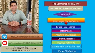 Income tax law Related important definitionGross total incomeTotal IncomeAssessesAssessment year [upl. by Rimidalv497]