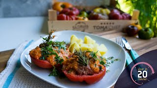 Gevulde tomaten met aardappeltjes  Klaar in 20 minuten [upl. by Namor]