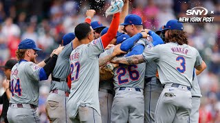 7 Line Army invades Midtown for electric watch party after Mets miraculously clinch wildcard spot [upl. by Laehctim]