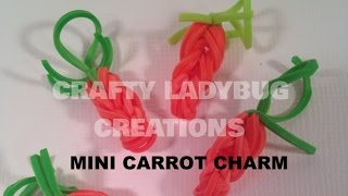 Rainbow LoomLESS MINI CARROT CuteEasy Charm Tutorial by Crafty Ladybug [upl. by Suhsoj200]