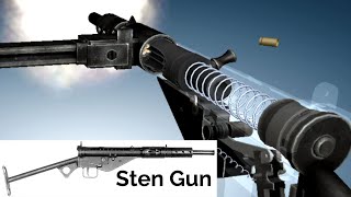 3D Animation How a Sten Submachine Gun Works [upl. by Yran918]