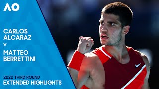 Carlos Alcaraz v Matteo Berrettini Extended Highlights  Australian Open 2022 Third Round [upl. by Kawasaki]