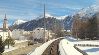 ★ 4K 🇨🇭Chur  Albulabahn  St Moritz cab ride Switzerland 022020 [upl. by Ainitsirhc]