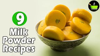 9 Milk Powder Sweets amp Desserts  9 Easy and Instant Sweets  Indian Sweets  Sweets Recipes [upl. by Ahsoet915]