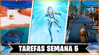 COMO COMPLETAR TODAS AS MISSÕES DA SEMANA 5 DE FORTNITE [upl. by Lehteb]