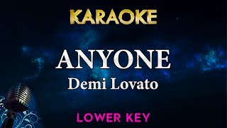 Demi Lovato  Anyone LOWER Key Karaoke Instrumental [upl. by Thordis]