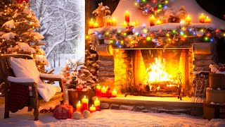 Relaxing Christmas Music Snow Falling 🎄 Cozy Christmas Fireplace Instrumental 🔥 Christmas Carols [upl. by Ploss]