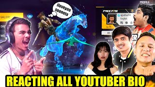 Reacting all youtuber bio😱 funny bio of rasitar ajjubhai 🤣🤣 Garena free fire [upl. by Saint842]