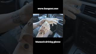 Womens driving gloves deerskin leather beige color [upl. by Hellah777]