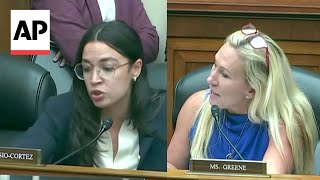 WATCH Marjorie Taylor Greene AOC Jasmine Crockett clash at House hearing [upl. by Yrruc]