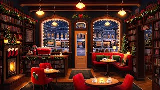 Christmas Coffee Shop Bookstore Ambience with Instrumental Jazz Christmas Music amp Fireplace [upl. by Havstad]