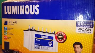 Luminous Solar 40Ah Tubular Battery LPT 1240L [upl. by Giana958]