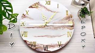 DIY Epoxy Resin wall clock White and Gold Resin Art [upl. by Kast316]