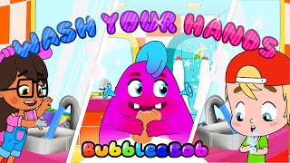 BubbleeBobs Wash Your Hands Song  Fun Musical Cartoon for Kids  kidsong bubbleebob babysongs [upl. by Bodrogi]